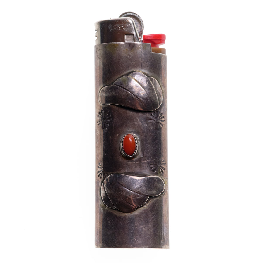 1970s SILVER + CORAL LIGHTER SLEEVE