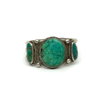 1940’s Navajo Triple wire Three Stone Cuff + Braided Bezels