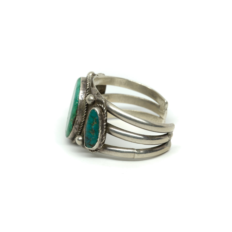 1940’s Navajo Triple wire Three Stone Cuff + Braided Bezels