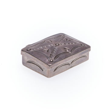 1930s HAND STAMPED SILVER PILLBOX